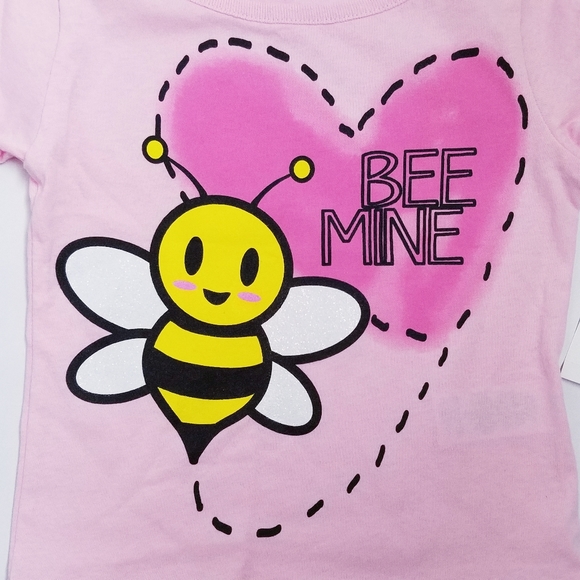 NWT Girls Pink "Bee Mine" Valentine T-Shirt - Picture 2 of 2